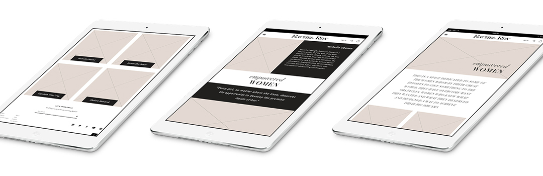 empowered women blog design wireframes.