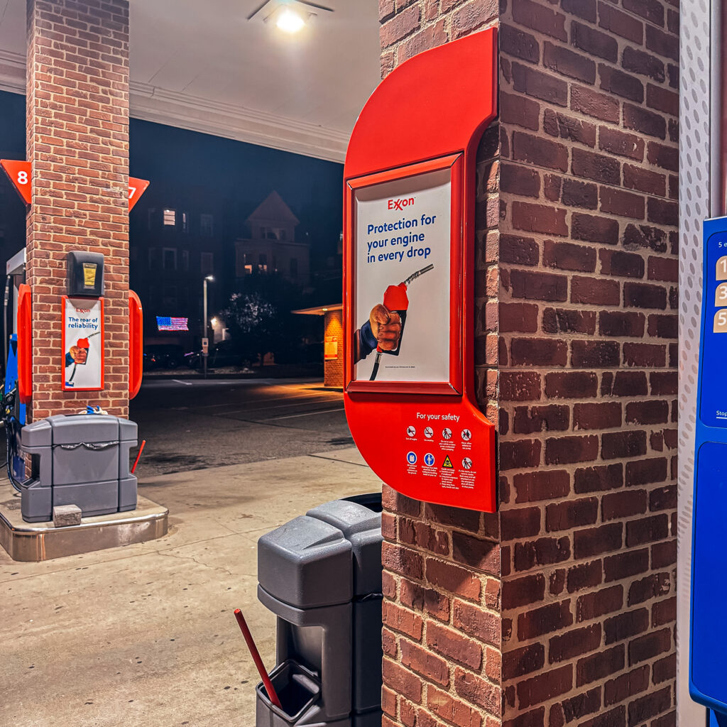 Out of home advertisement for Exxon Station that reads: Protection for your engine in every drop