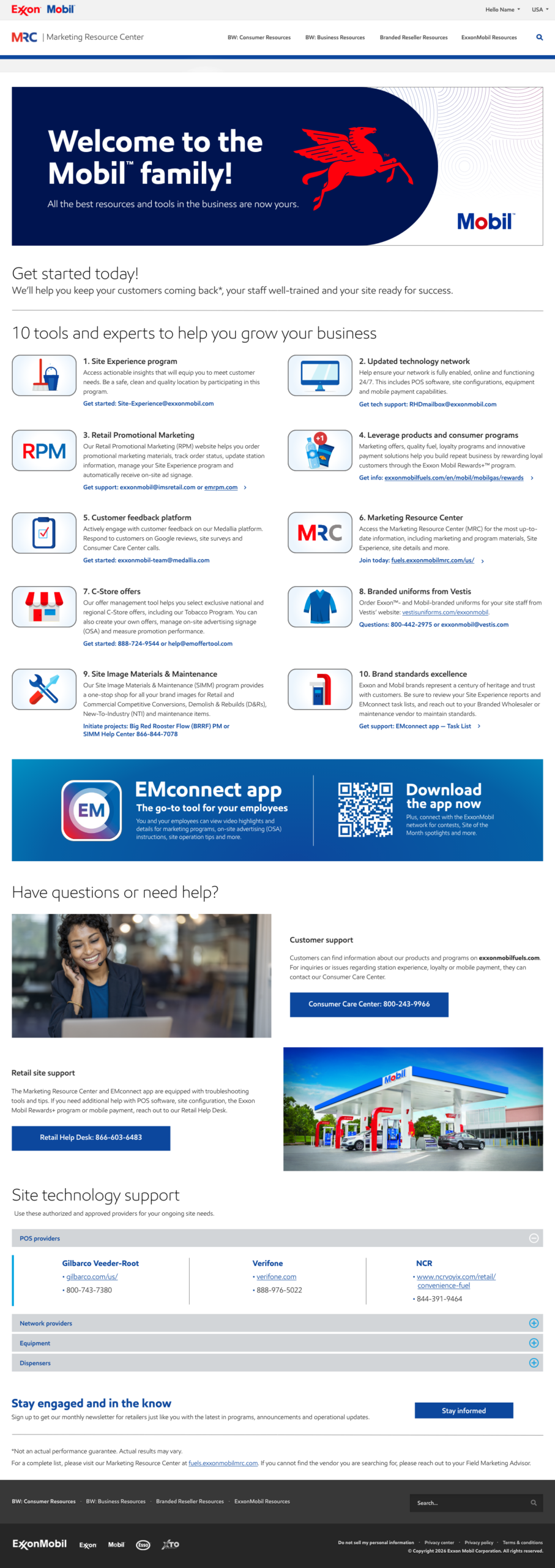 Mobil Marketing Resource Center Microsite design
